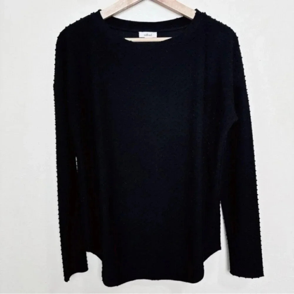 Aritzia Womens Medium Long Sleeve Open Back Swiss Dot  Top